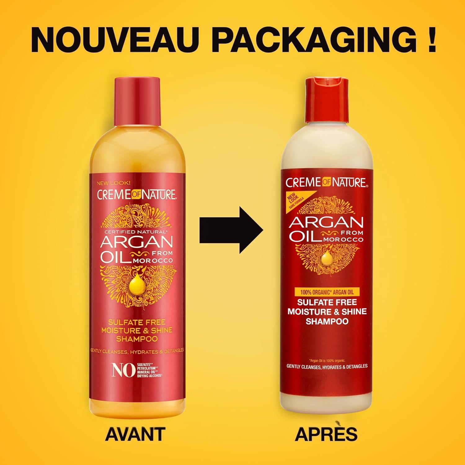 Creme of Nature - Argan Oil - 355ml - shampooing hydratant huile d’argan, sans sulfates