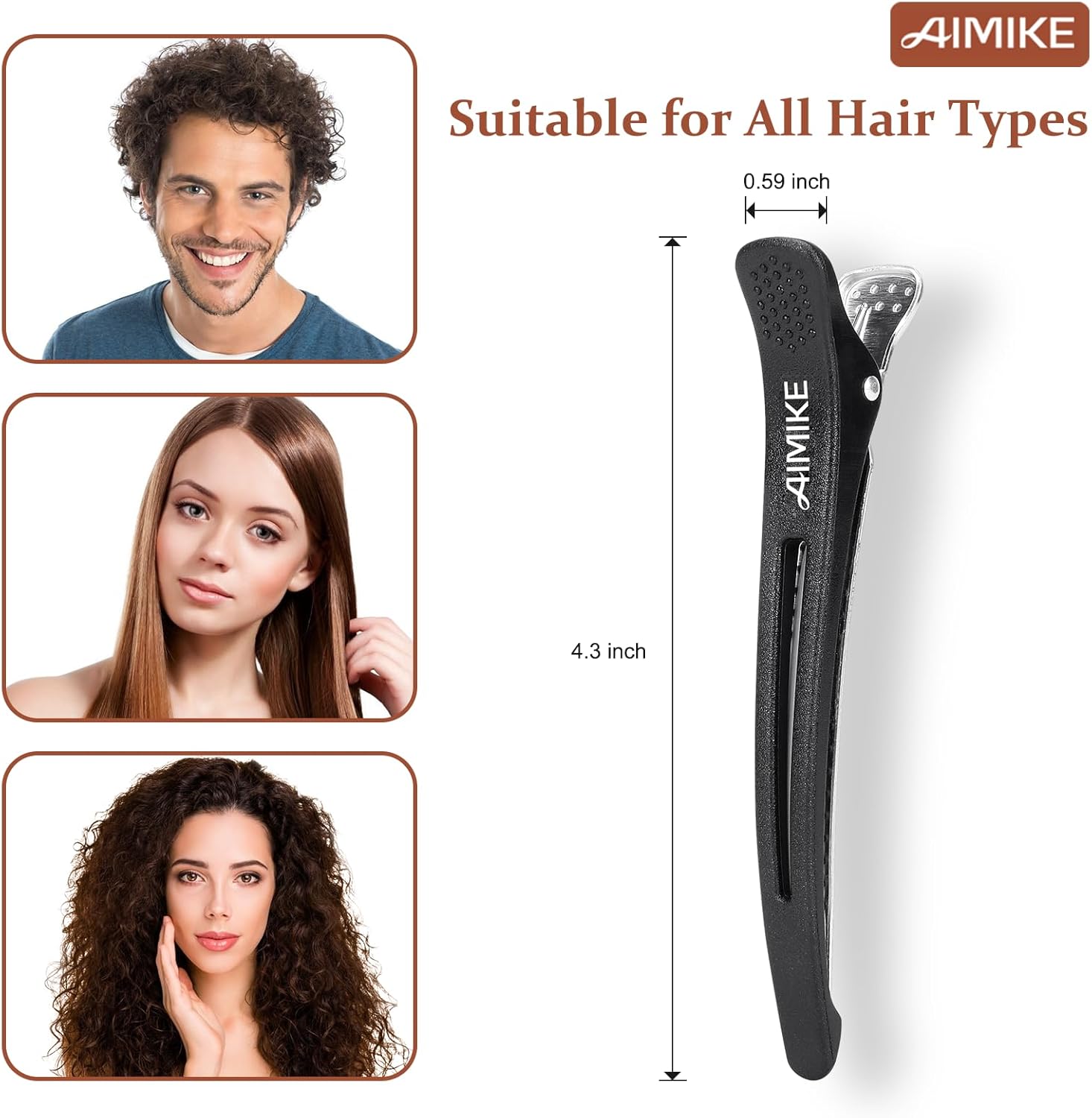 AIMIKE – pinces à cheveux pro antidérapantes 4,3