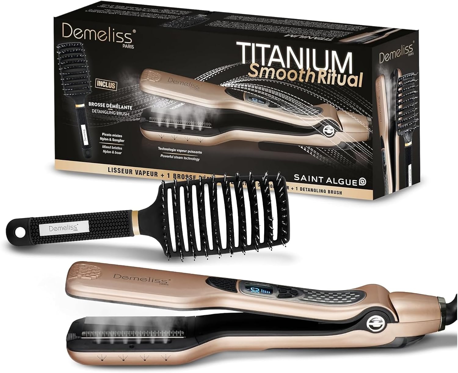 Saint Algue - Demeliss Smooth Ritual - lisseur vapeur, hydratation intense, tous cheveux - Titanium SMOOTH RITUAL