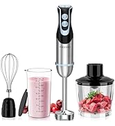 FRESKO 4-en-1 Mixeur Plongeur，Mixeur Plongeur de 1000W avec 12 vitesses et mode turbo, Lames en a...