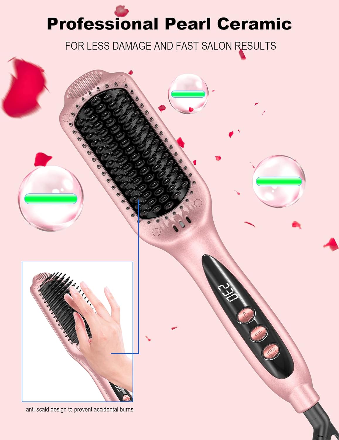 LANDOT - Brosse lissante ionique 2en1 - céramique, 120-230°, antistatique