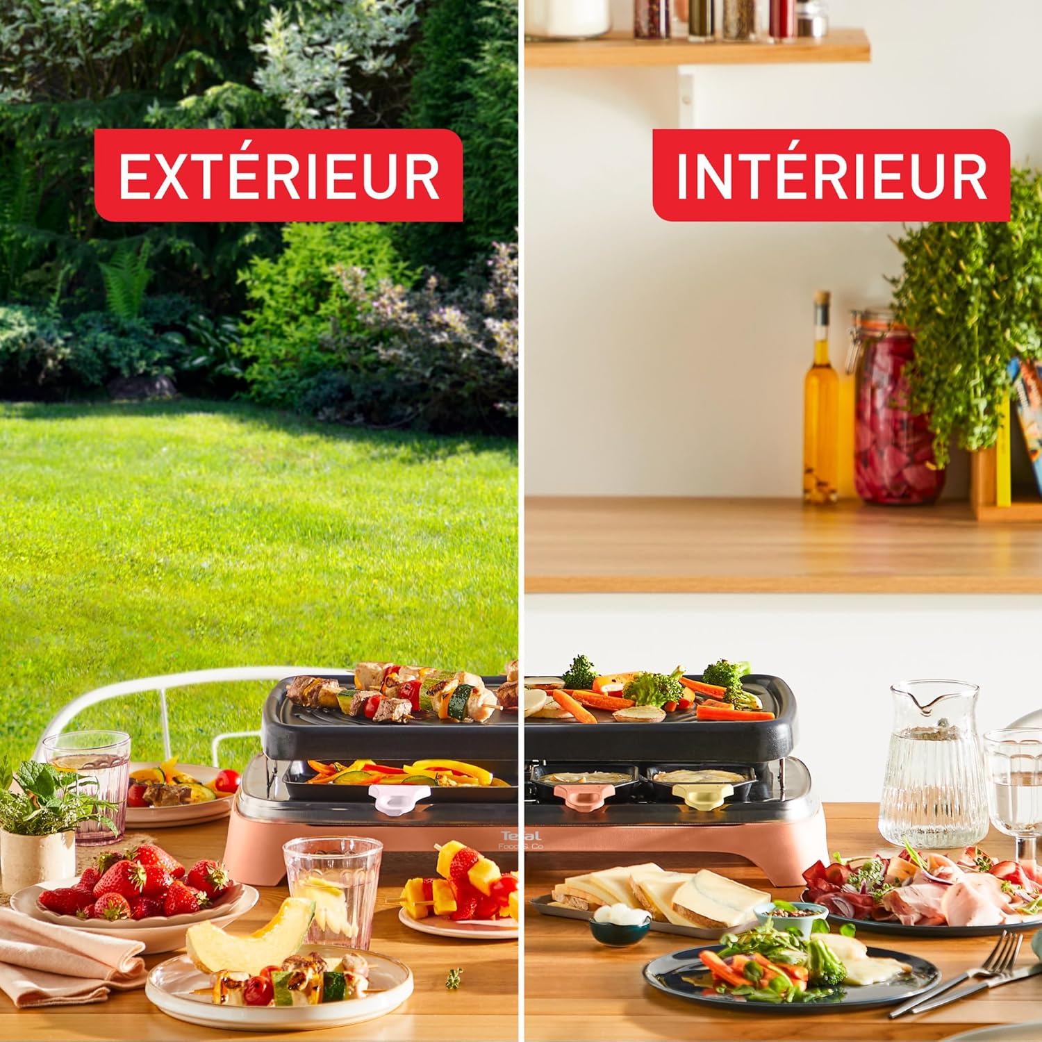 Tefal - Food & Co série - 8 pers - raclette multifonction intérieur/extérieur - RE650J10