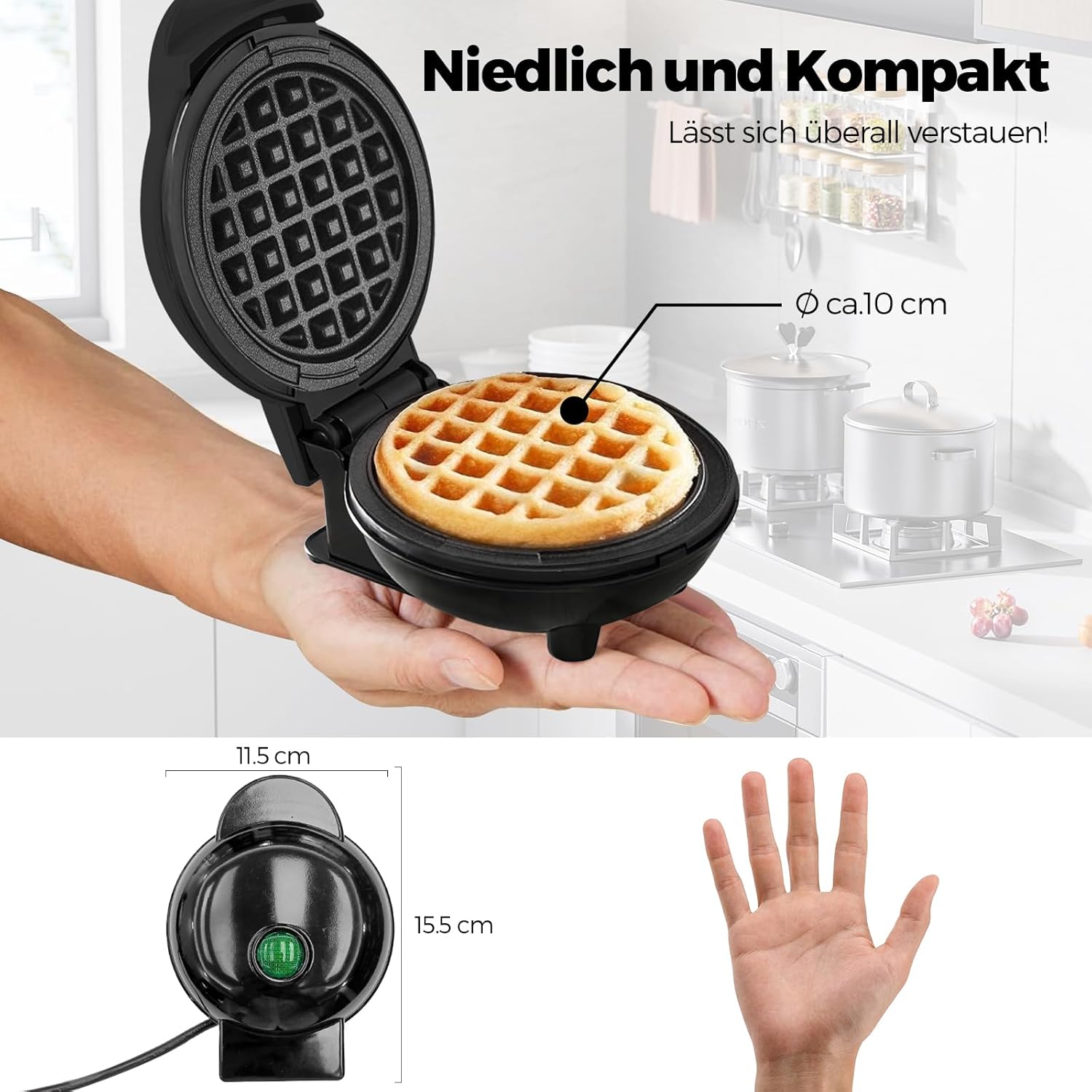 Mini gaufrier - design rétro - surface antiadhésive - format compact