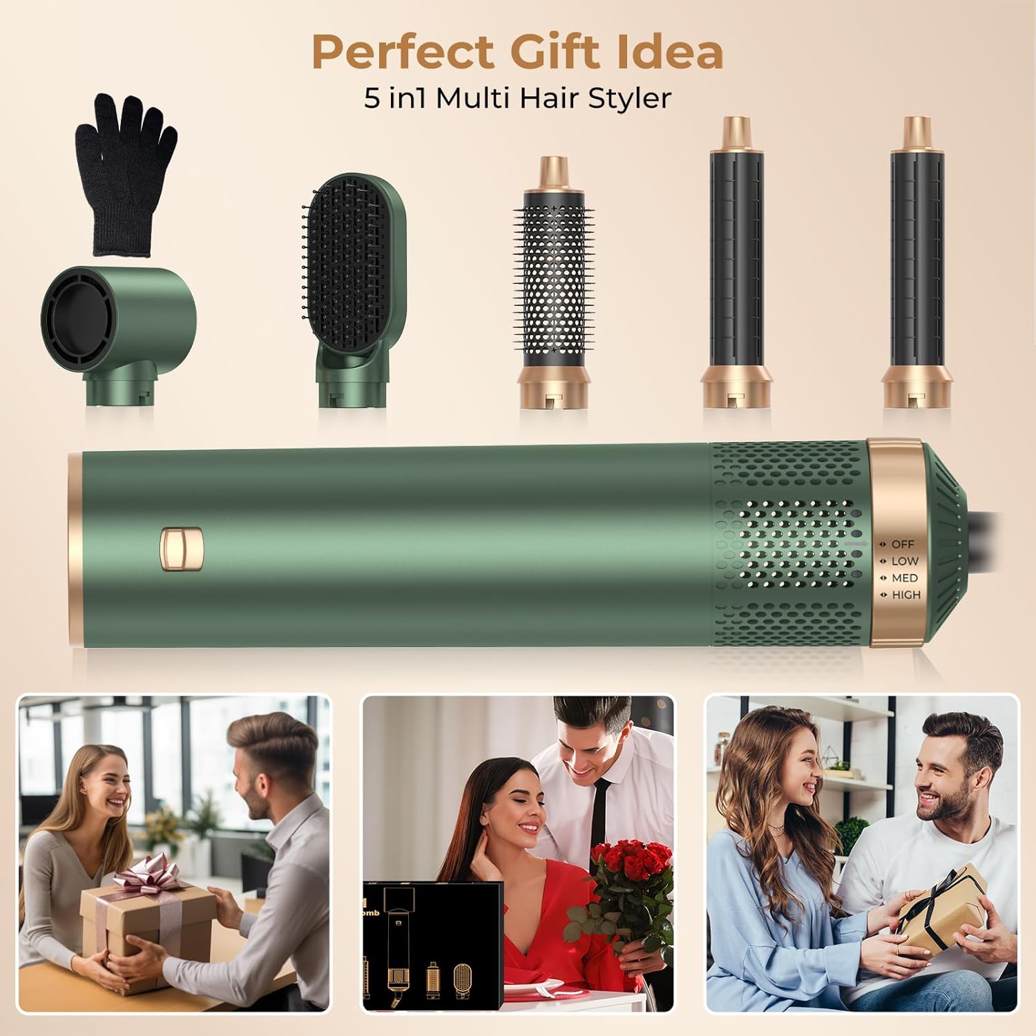 Brosse soufflante 5 en 1 - 1000W - multi-styles, ions, réglable