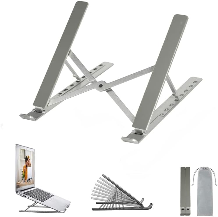 Support ordinateur portable aluminium réglable, ventilé, 10-17.3 pouces