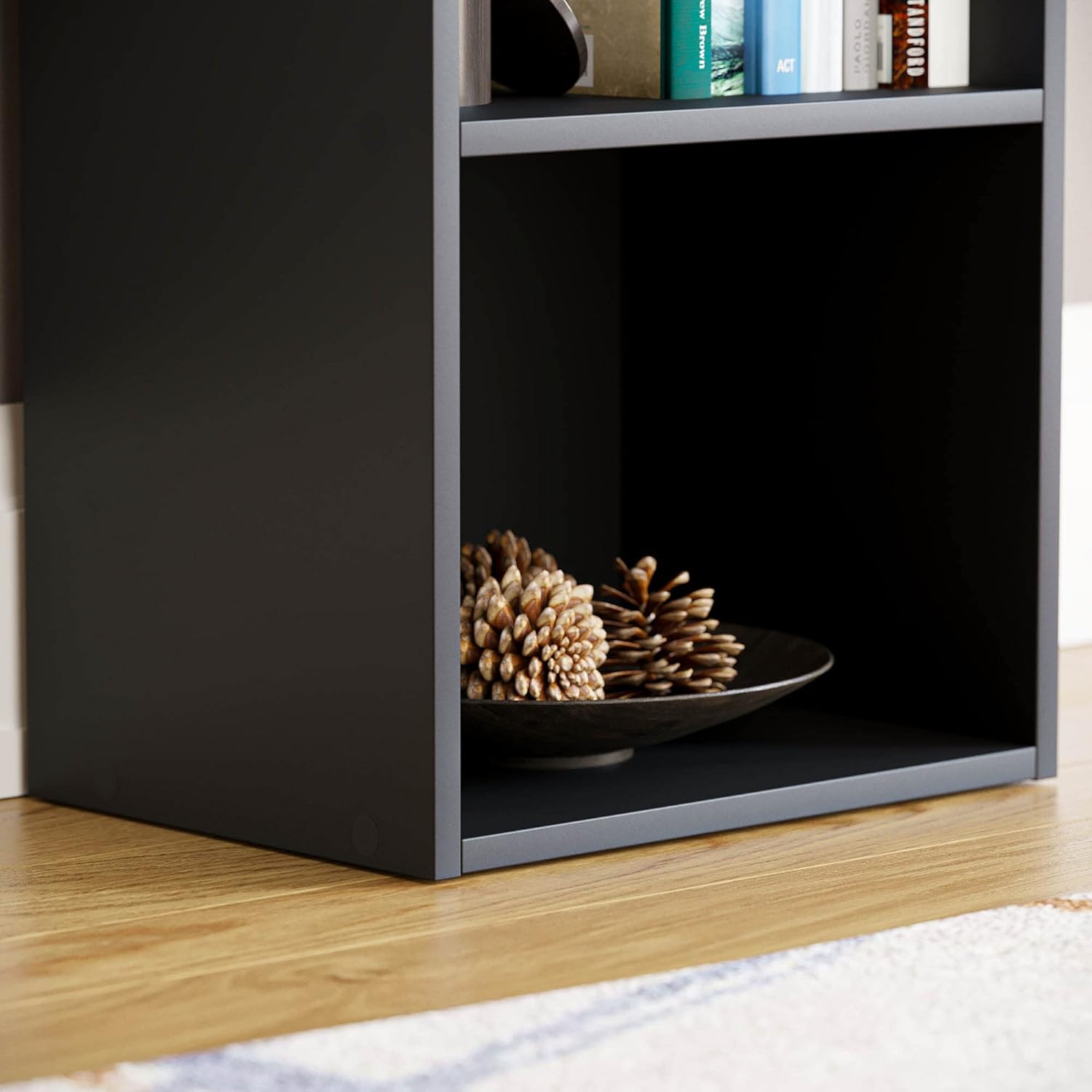 Vida Designs - Oxford série - 80x32x24cm - Bibliothèque 3 niveaux moderne, rangement compact noir