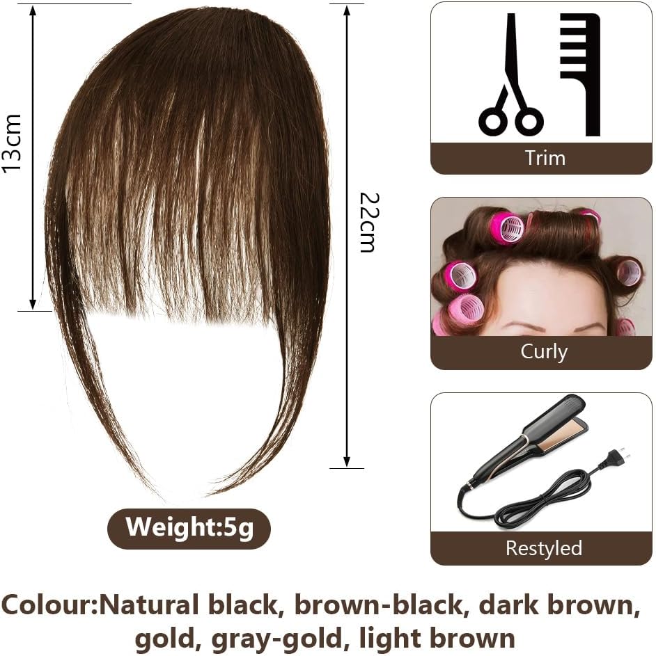 LOPHE - Extension cheveux frange clip - marron clair - pré-coupée, plumes, pour femme