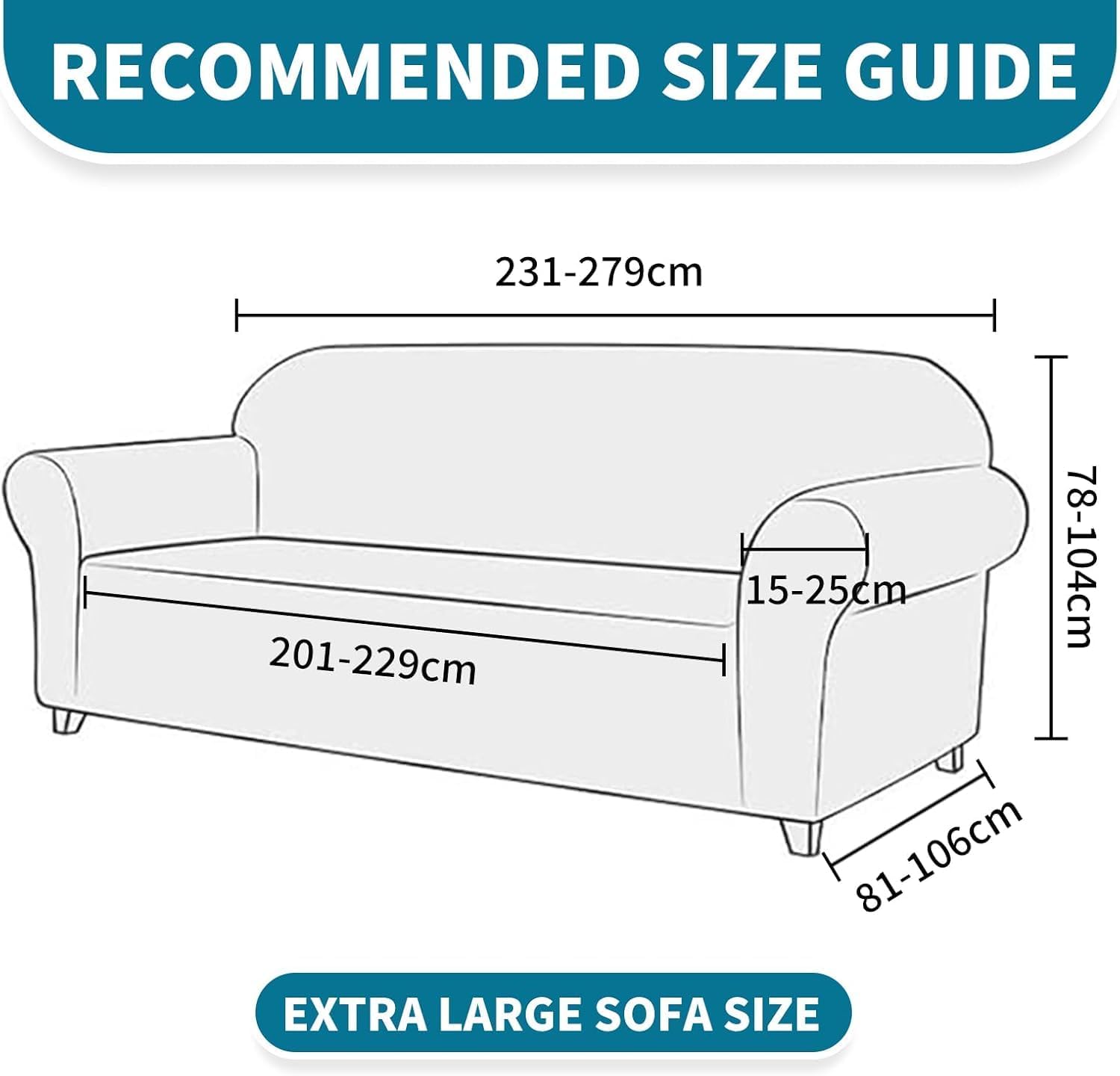 Housse canapé extensible 4 places - blanc - lavable, antidérapante, accoudoirs