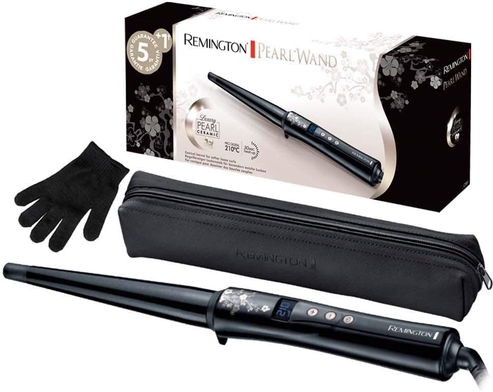 Remington - Fer à boucler conique 13-25mm - céramique perle, écran LCD, 130-210°C, gant - CI951