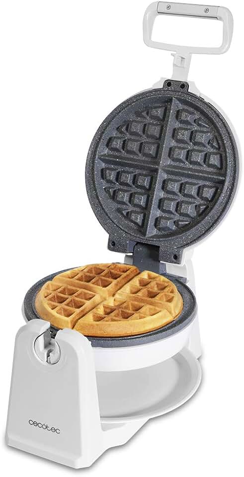 Cecotec - Gaufrier Fun Gofrestone - design circulaire, rotation 180°, 1000W