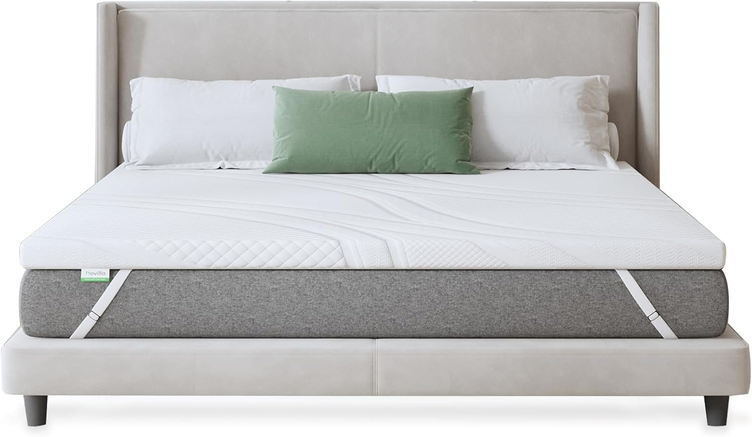 Novilla - surmatelas gel 5cm - 180x200 cm - mousse mémoire, housse lavable, antidérapant
