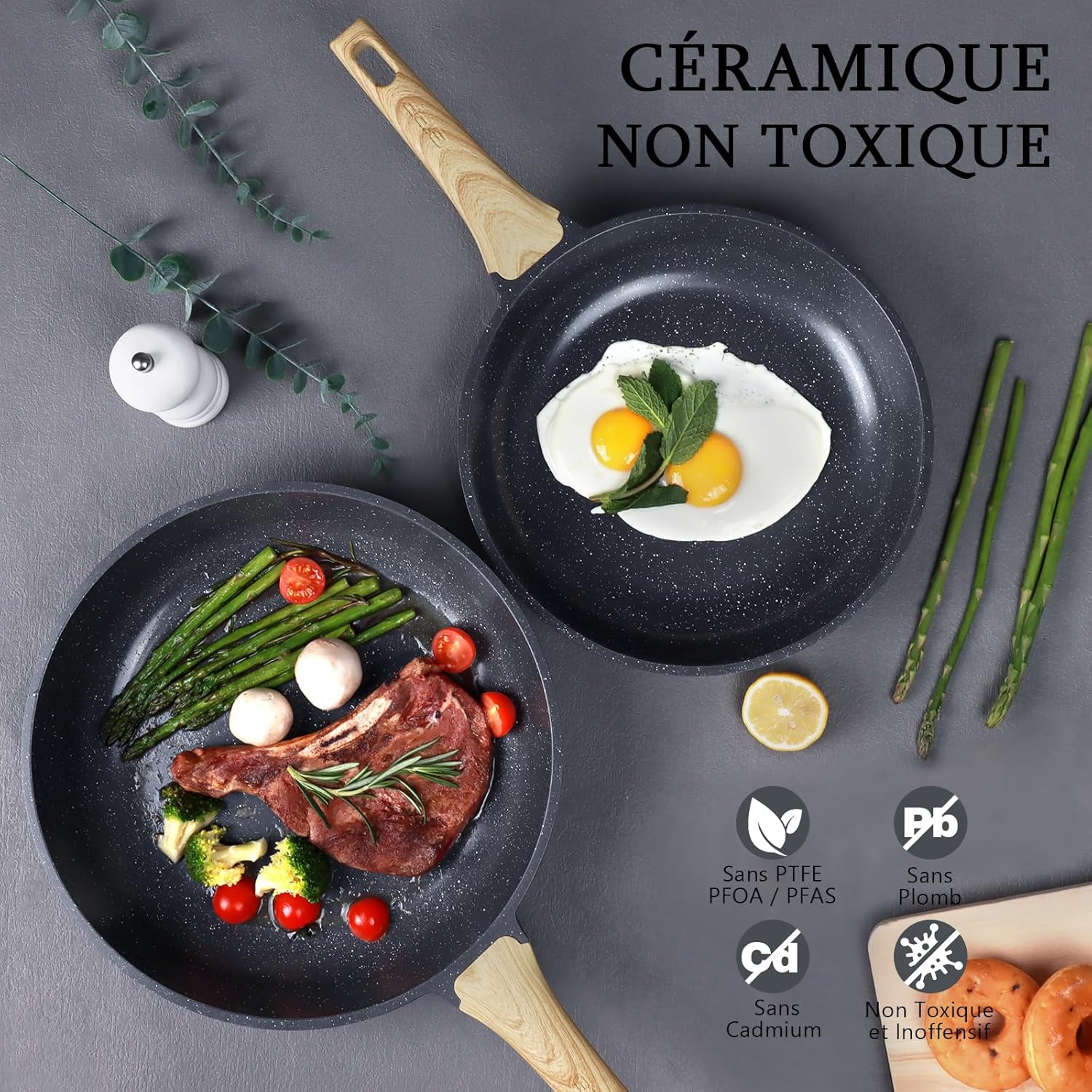 GiPP - Poêle à frire granit 30cm, induction, antiadhésive, PFAS/PFOA