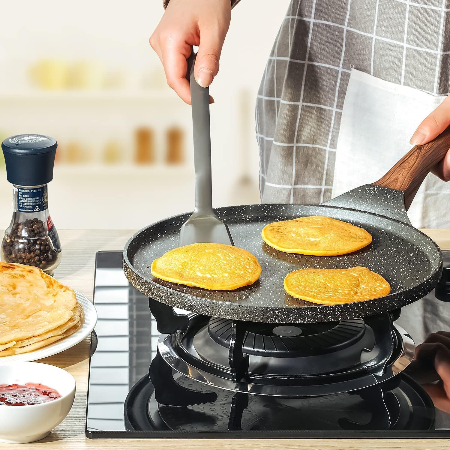 SENSARTE - Poêle à crêpes granit 26cm induction, poignée confort