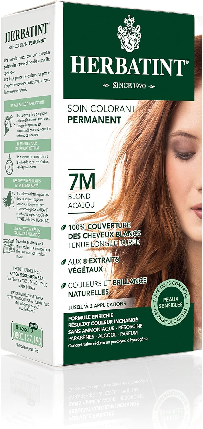 Herbatint - Blond Acajou 7M - 150 ml - sans ammoniaque, 100% couvrant