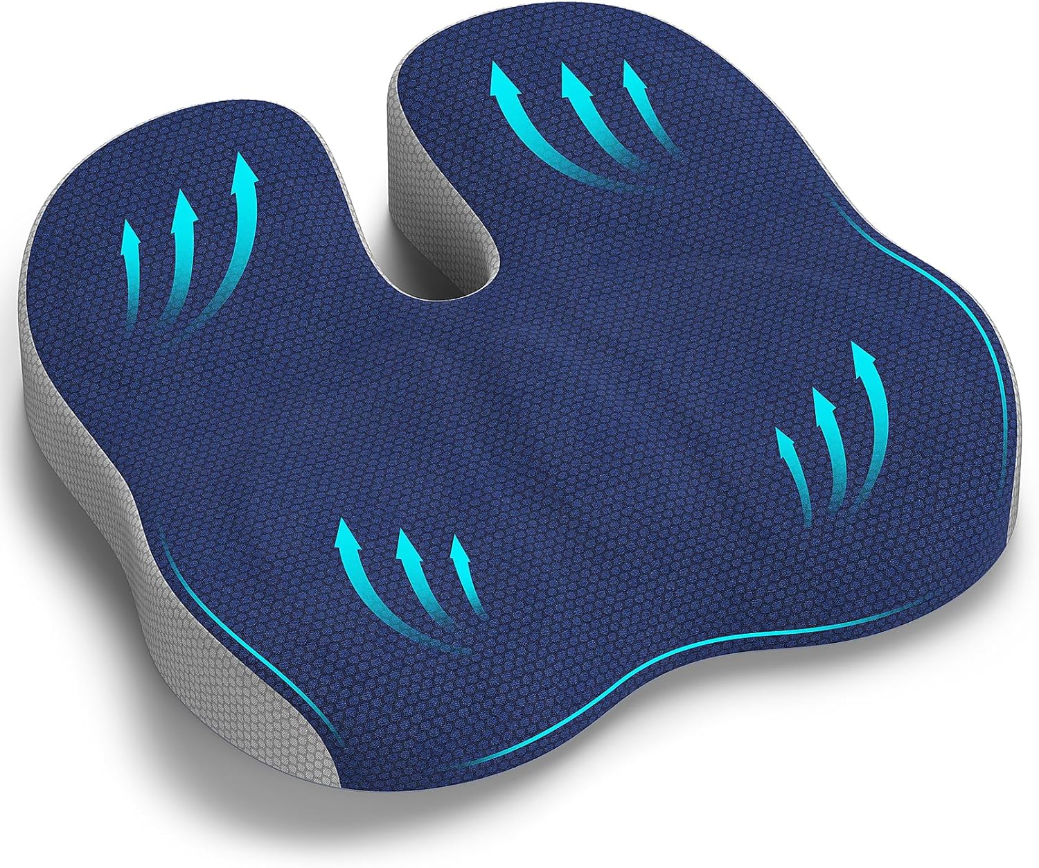 Coussin de siège - ergonomique pour coccyx, chaise, voiture, soulage douleurs sciatiques, bleu marine