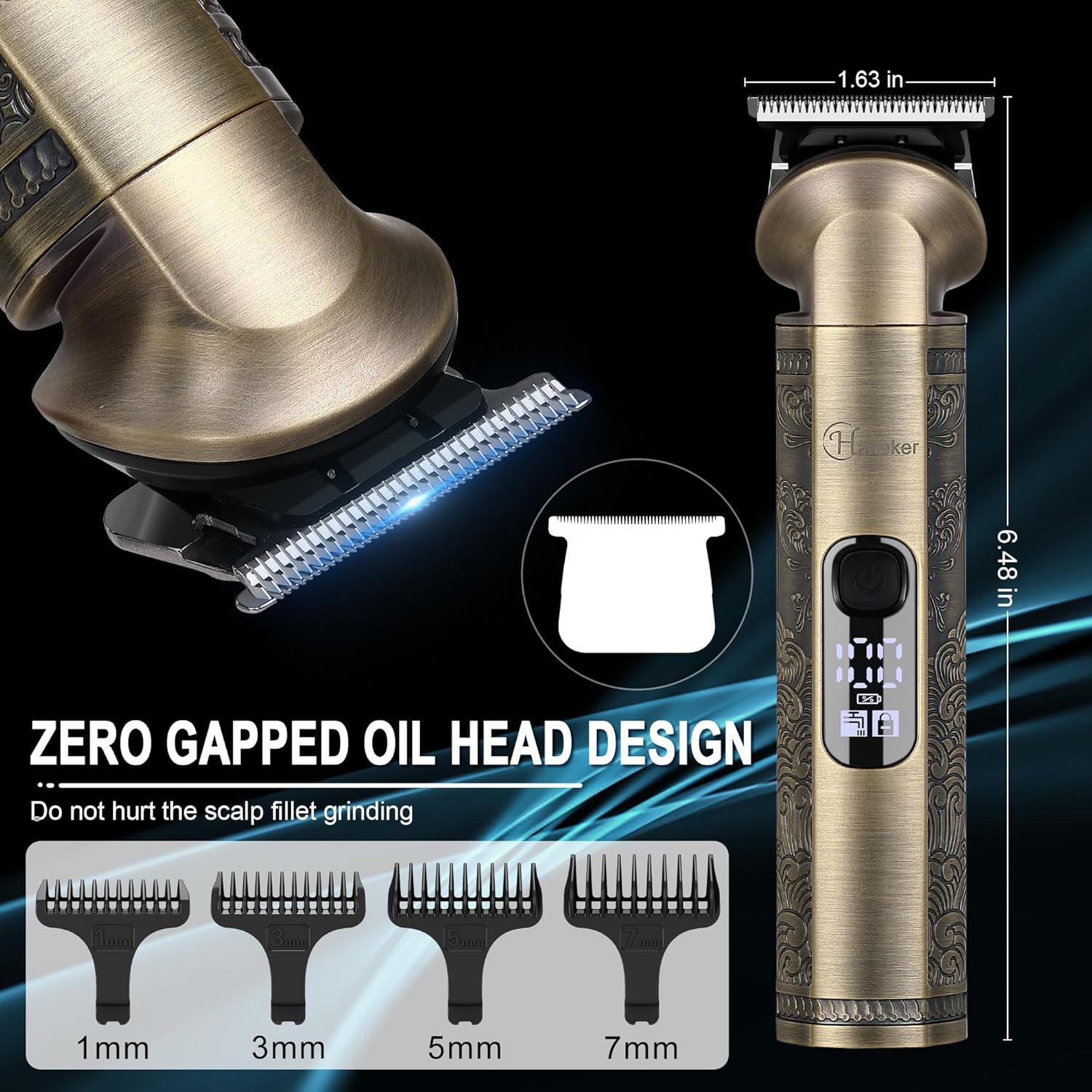 Hatteker - tondeuse barbe et cheveux 8 en 1 - lame en T, rasoir électrique, accessoires précision