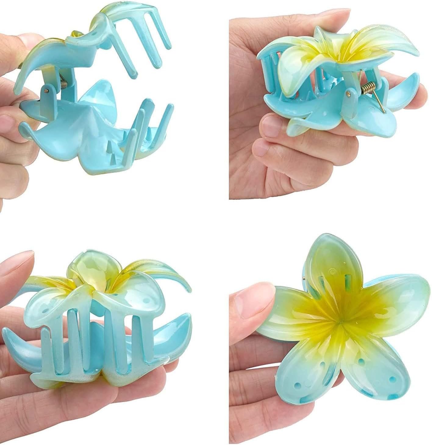 Pinces à cheveux - lot de 8 - grandes, antidérapantes, fleurs, couleurs variées, solides pour cheveux épais