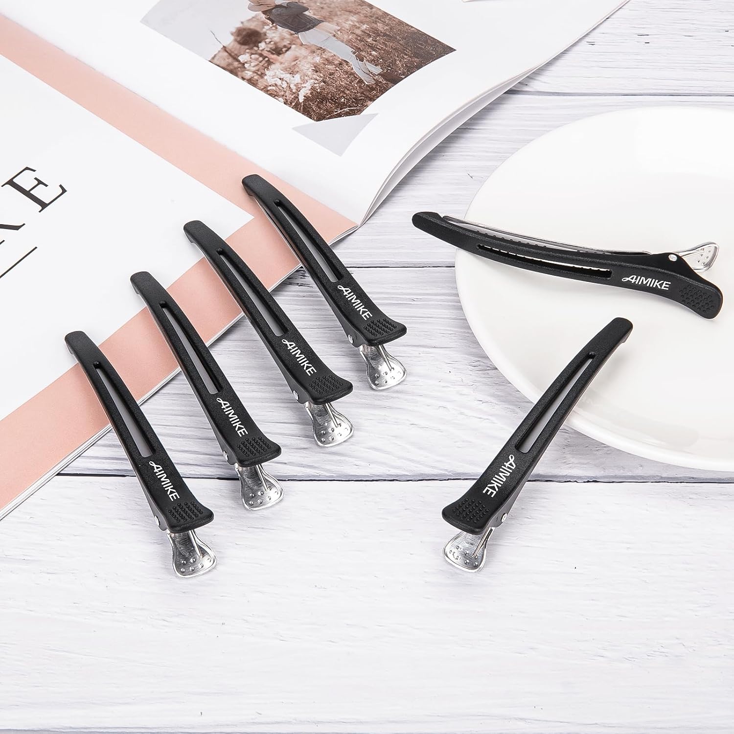 AIMIKE - Pinces à cheveux pro silicone, antidérapantes, lot de 6