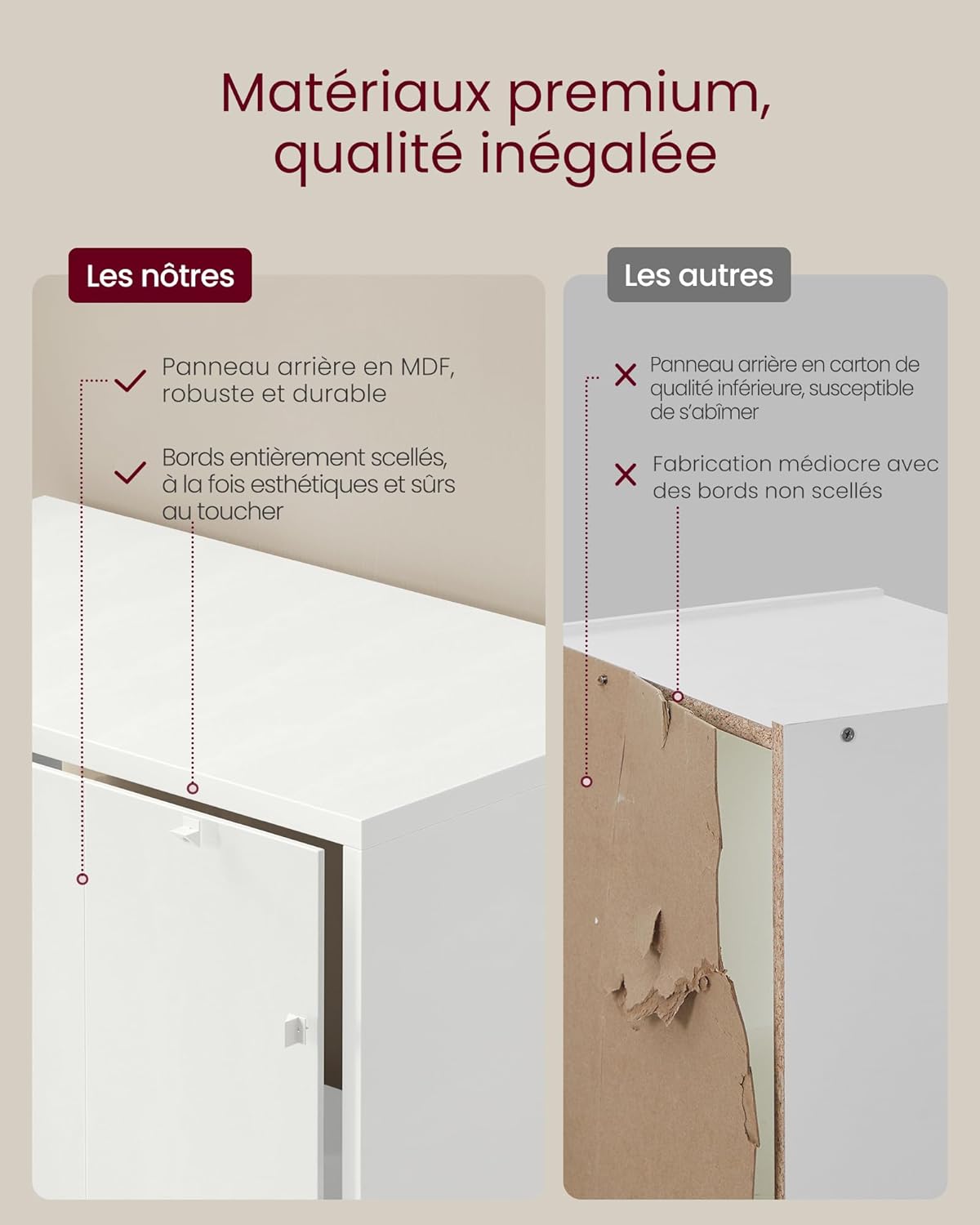VASAGLE - étagère 4 niveaux - 24x40x121,5 cm, rangement blanc, LBC104W