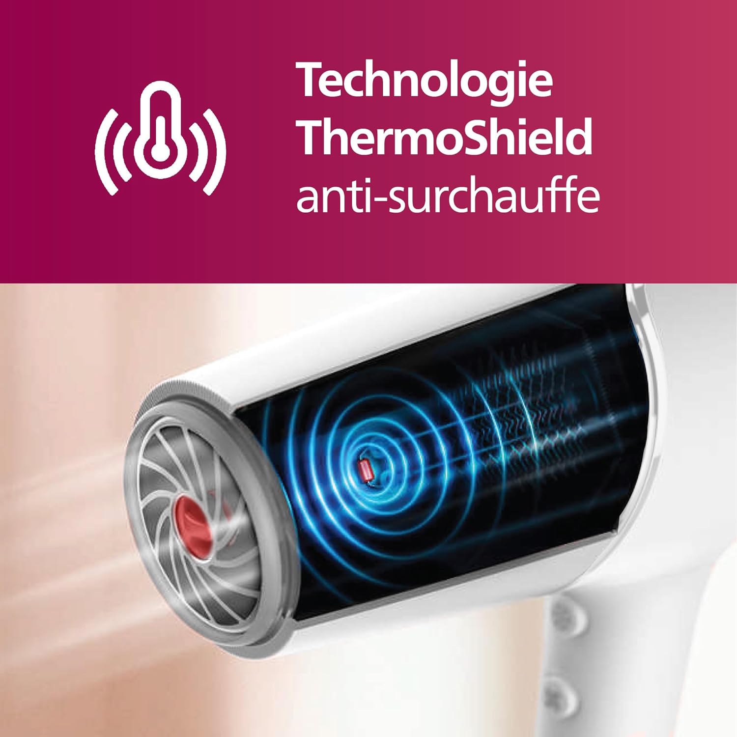 Philips - 5000 Series - sèche-cheveux, 2100W, ThermoShield, ionique, concentrateur, diffuseur - BHD500/20