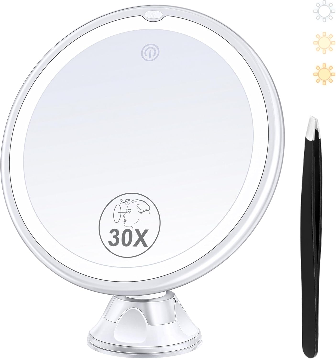 MIYADIVA - miroir lumineux série 30X - 20cm - grossissant, lumineux, ventouse