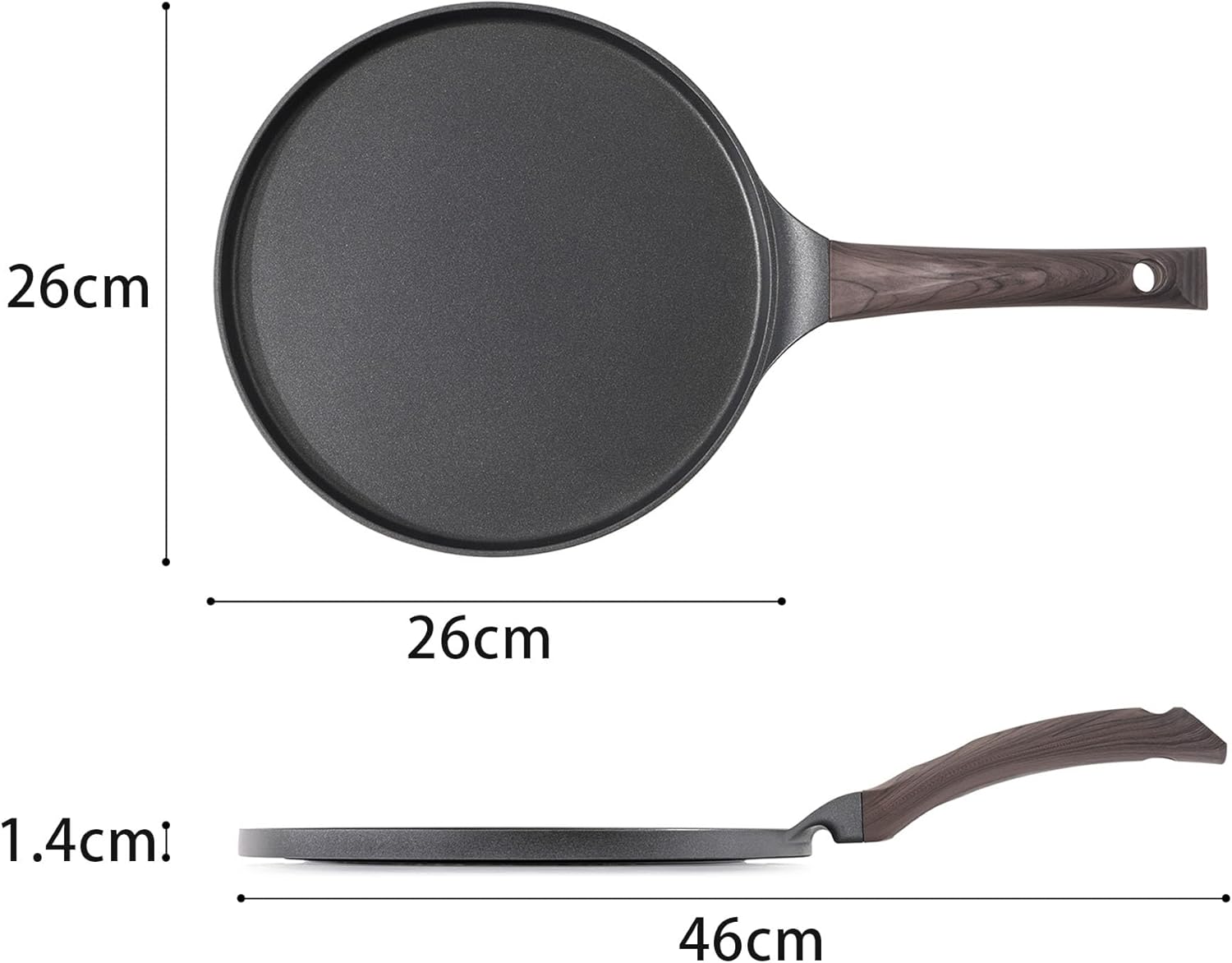 SENSARTE - Poêle à crêpes 26cm - antiadhésif granit, induction, poignée ergonomique