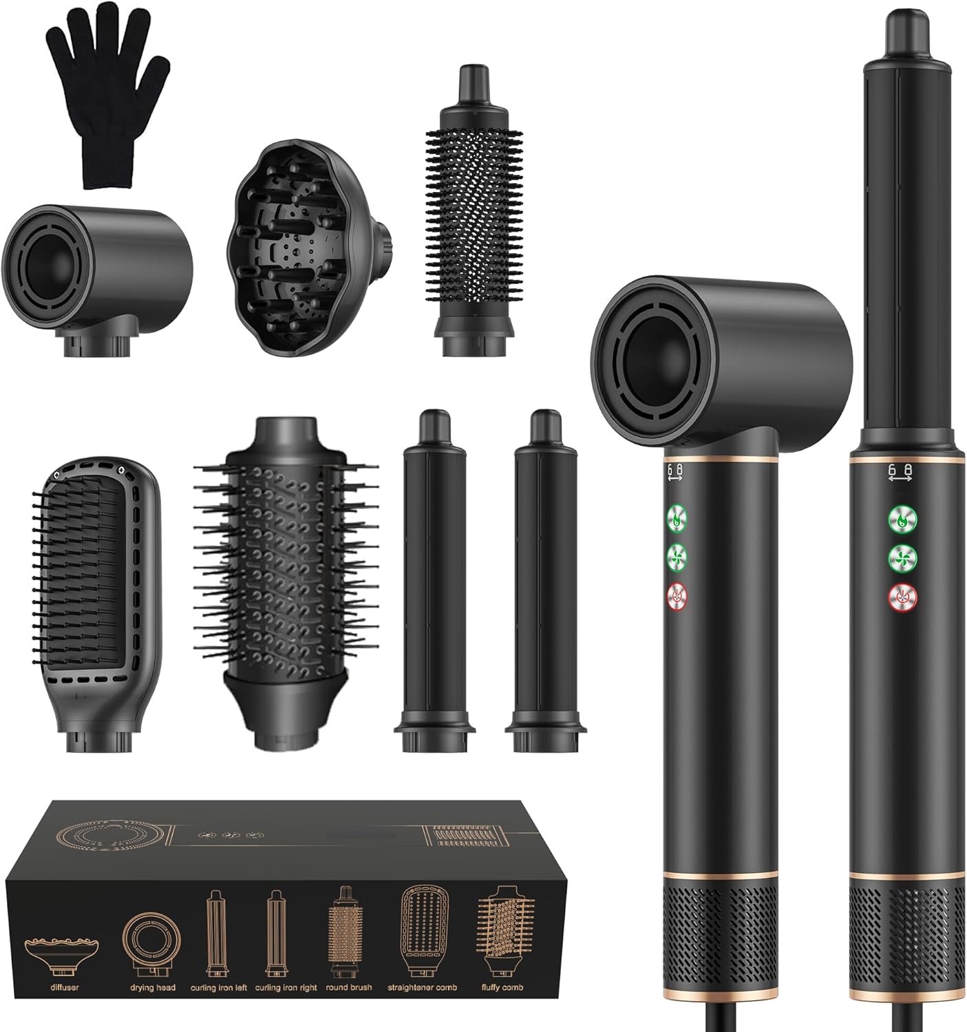 Air Styler 7 en 1 - sèche-cheveux 1300W ions - séchage rapide, 320M d'ions, 110000 tr/min, 20m/s