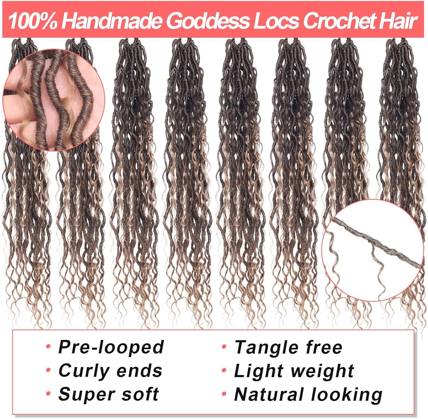 Xtrend - Ombre Goddess Faux Locs - 10 pouces - extensions synthétiques, 8 paquets, 14 mèches par paquet, style bohème, T
