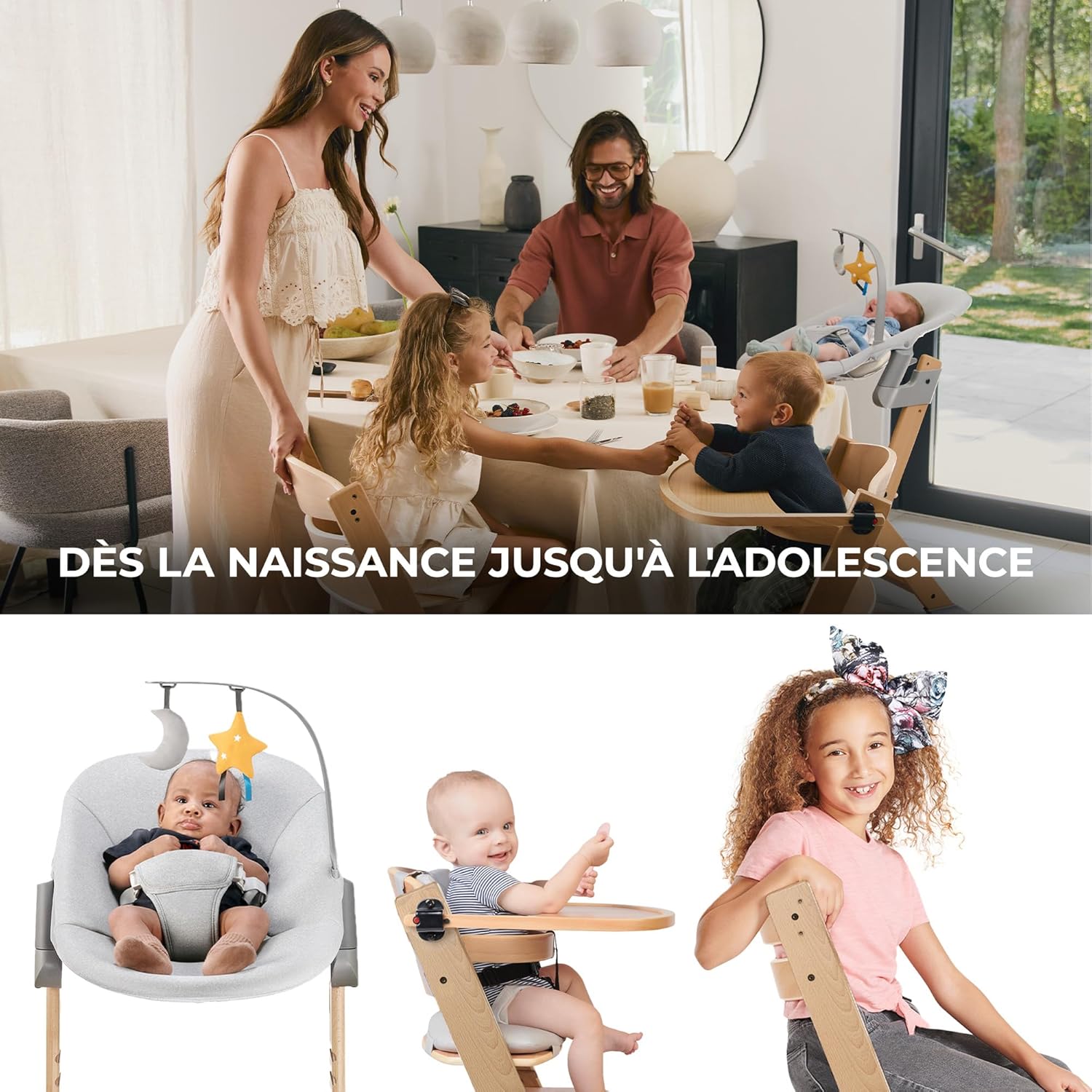 Kinderkraft - ENOCK + CALMEE - bois naturel - évolutive, solide, réglable