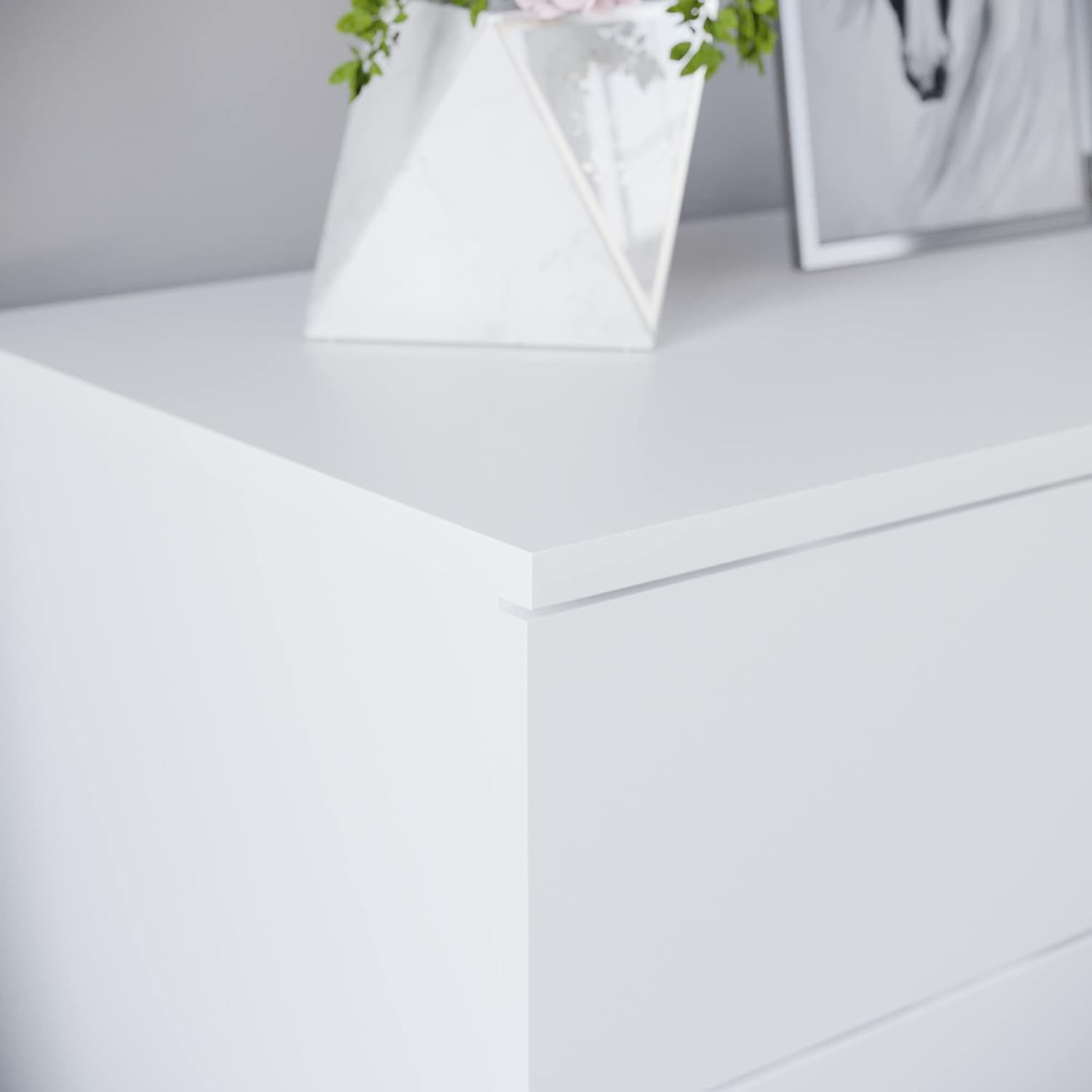 Vida Designs - commode 4 tiroirs - blanche - poignées métal, anti-déformation