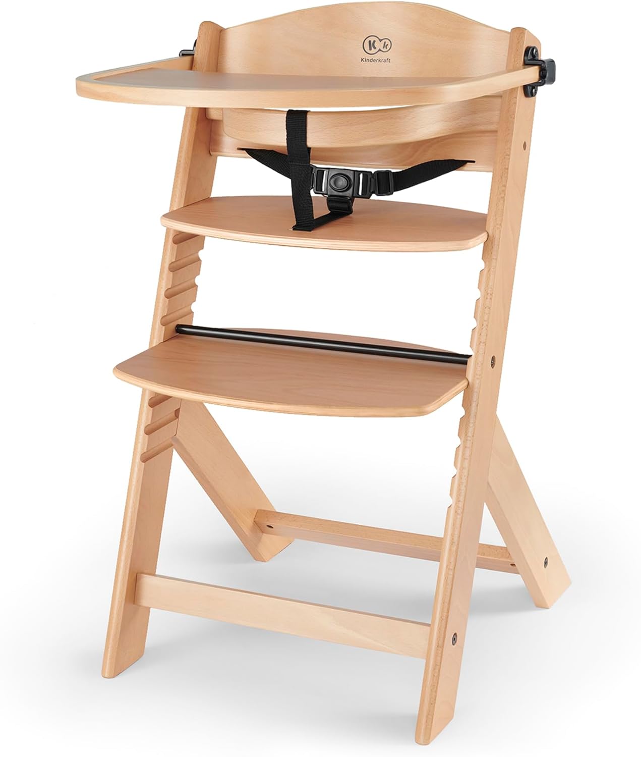 Kinderkraft - Chaise haute ENOCK - bois naturel évolutif réglable, 3 en 1