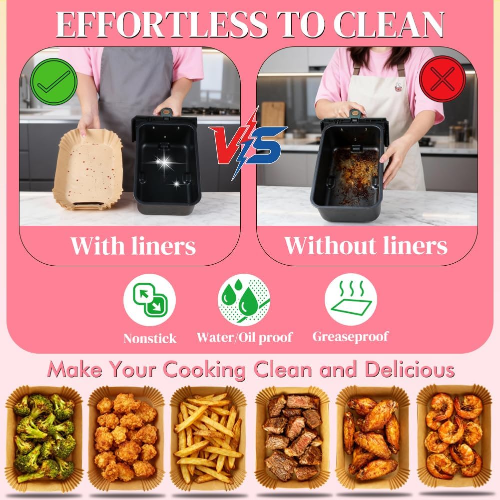 BYKITCHEN - Papier cuisson Air Fryer - 9,5L/7,6L - 100 pièces antiadhésives AF300EU