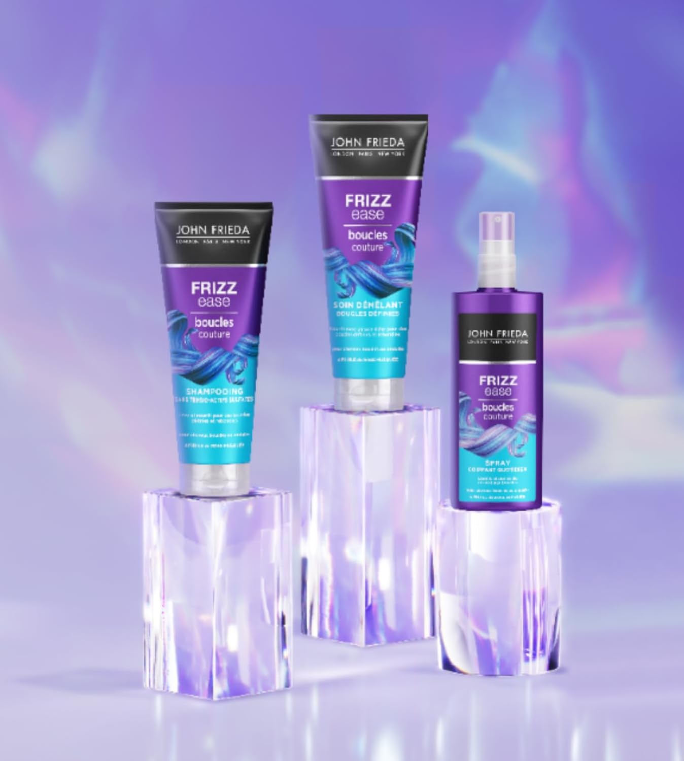 John Frieda - Boucles Couture coffret routine - cheveux bouclés - shampooing, soin démêlant, spray