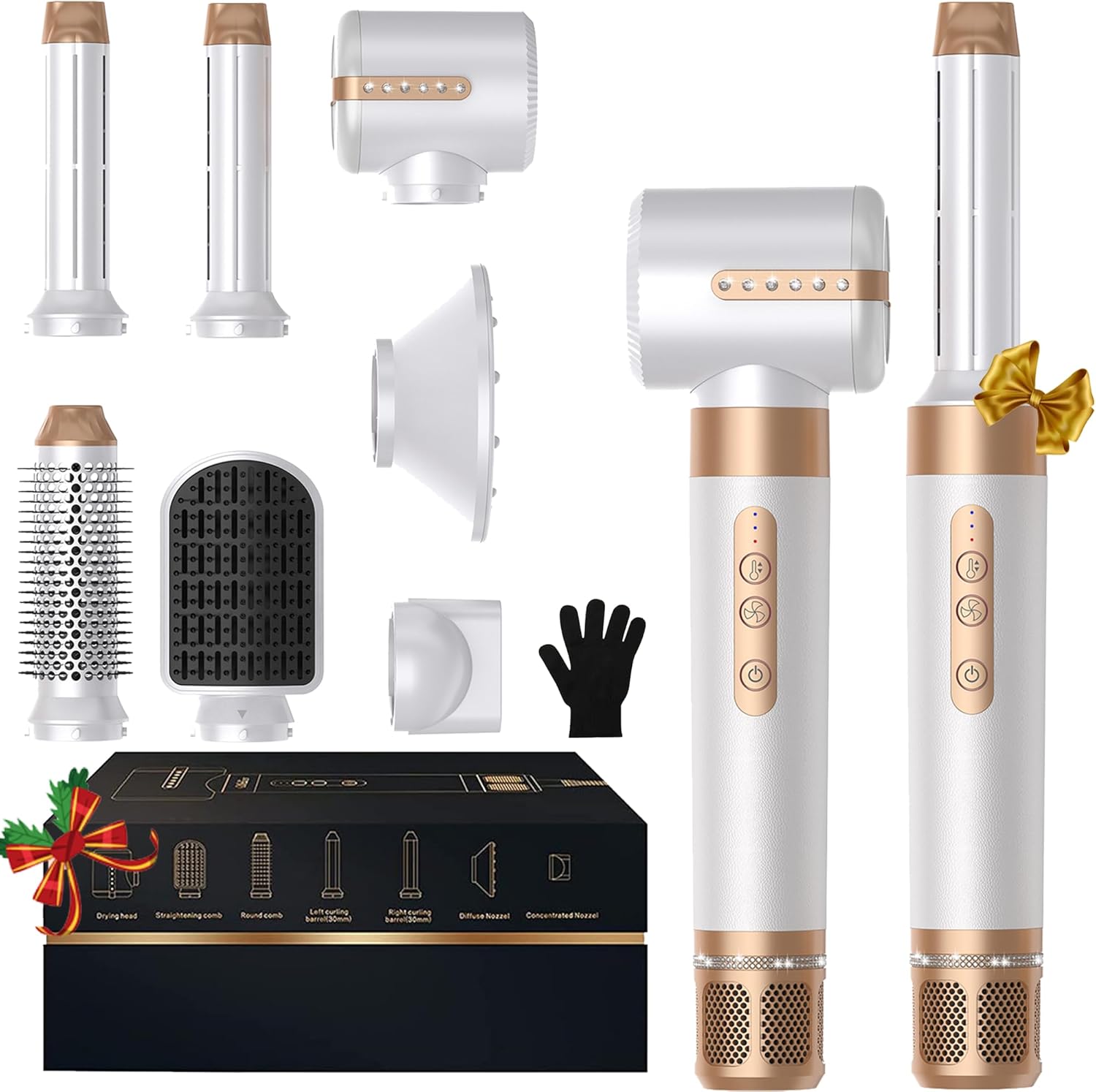 UKLISS - Sèche-cheveux 7 en 1, airbrush lissante, brushing, boucleur, accessoires styling