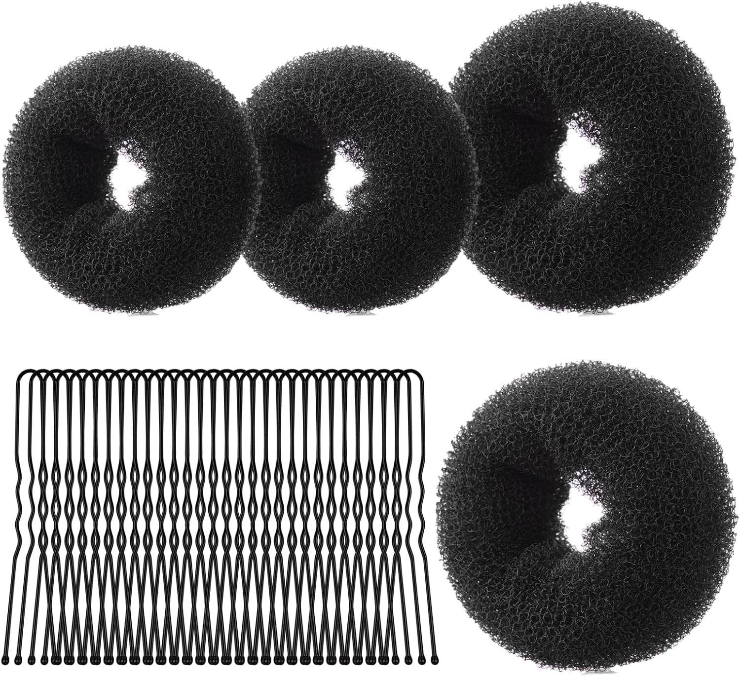 URAQT - machine à pain donut - 6+8 cm - 4 donuts + 30 épingles, pour chignons
