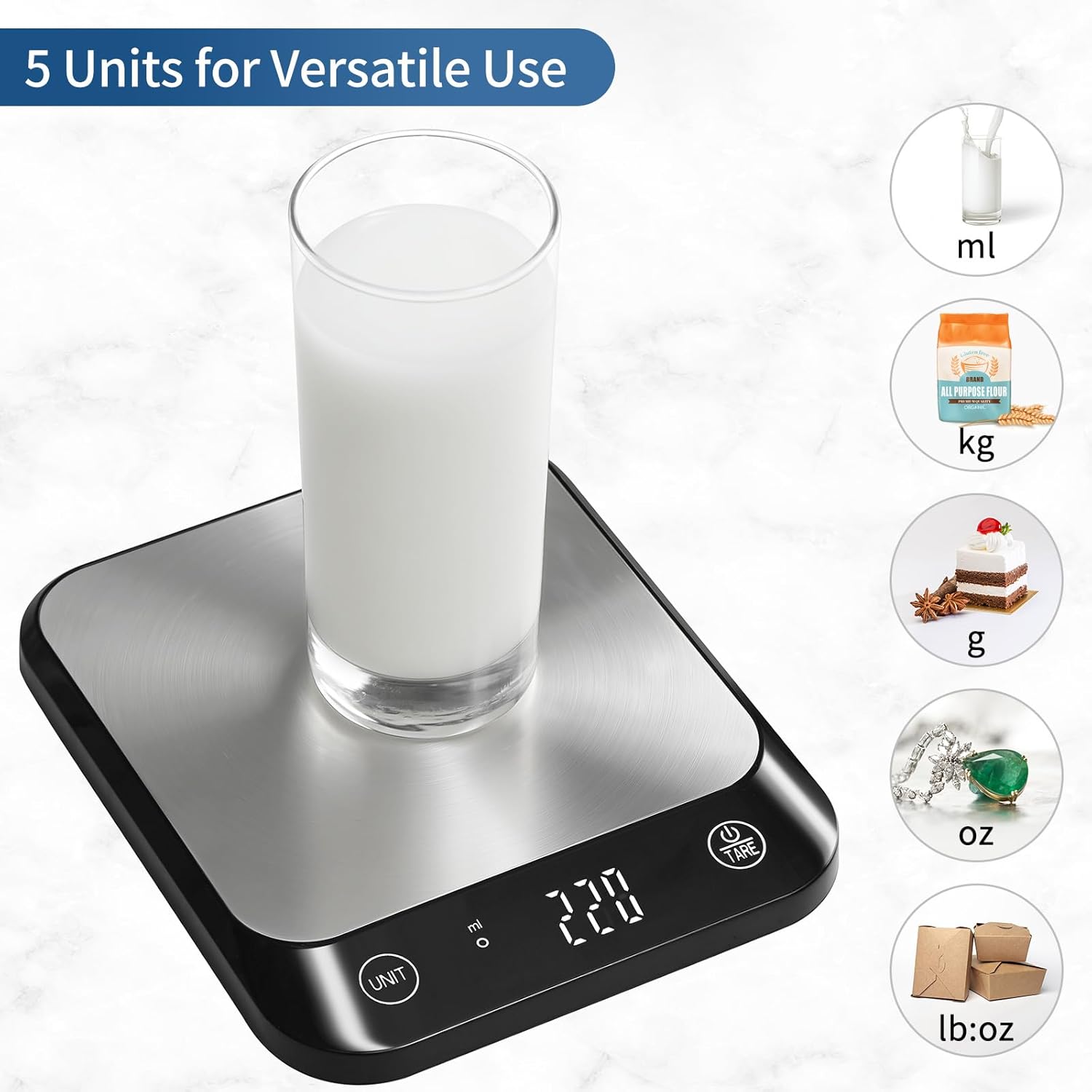 Vitafit - Balance numérique 10kg - inox - tare, 6 unités, pro