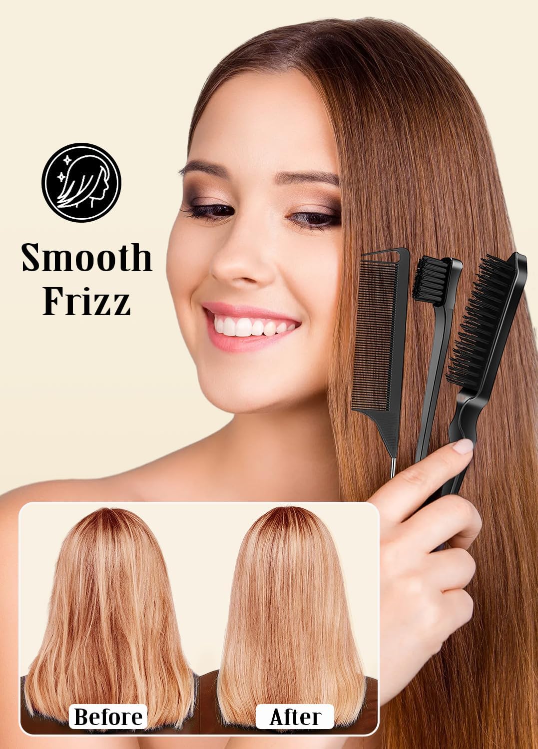 Set coiffage cheveux - cire, brosses, crème - anti-frisottis, usage femmes/enfants
