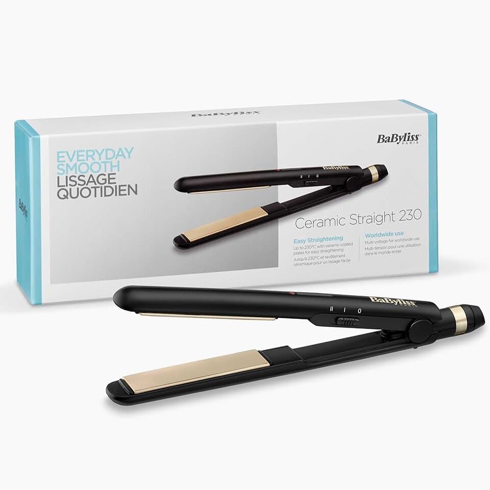 BaByliss - Lisseur Ceramic Straight - multi-voltage, 2 temp., tapis inclus, soyeux, noir - ST089E