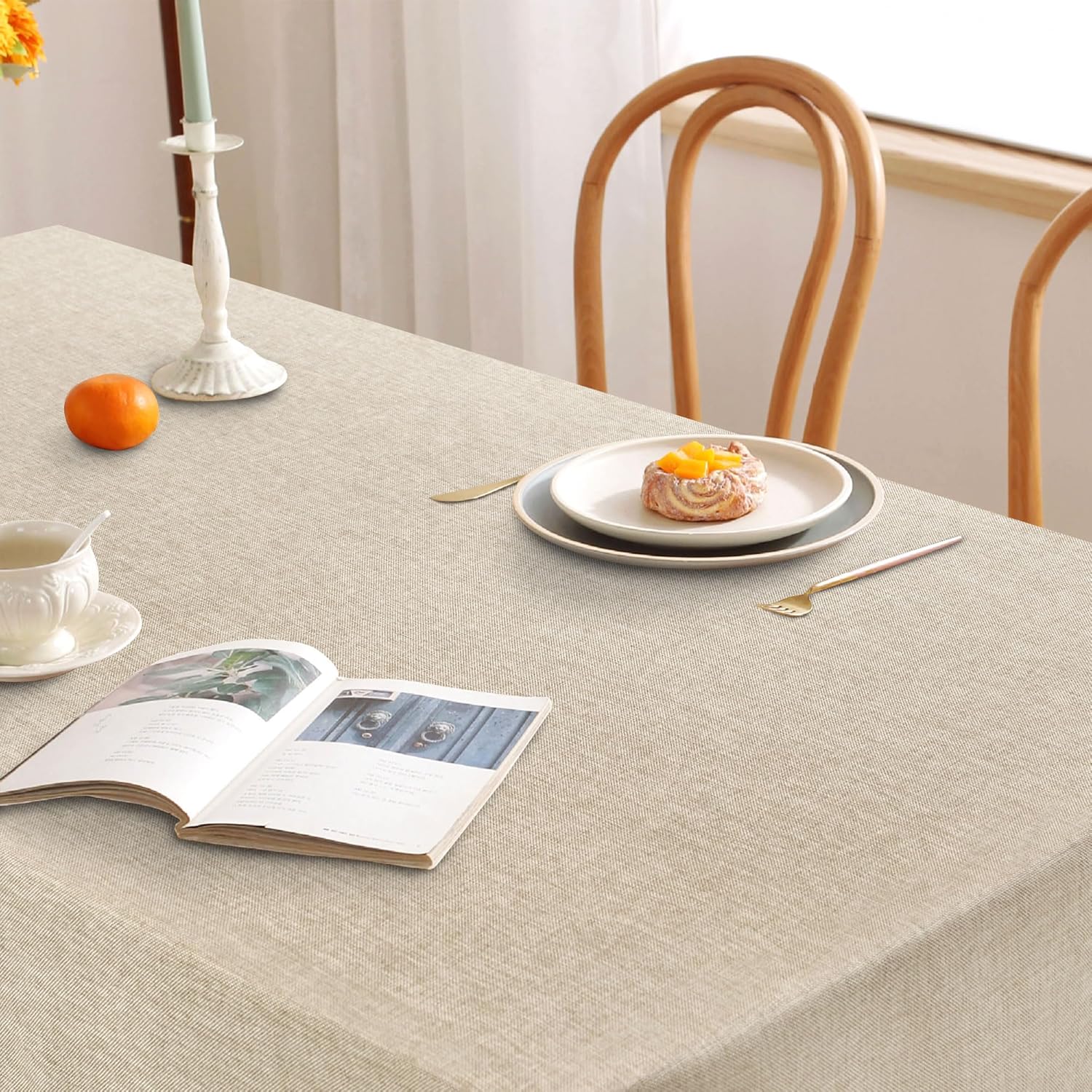 DWCN - Nappe aspect lin imperméable, 135x300cm, anti-tache