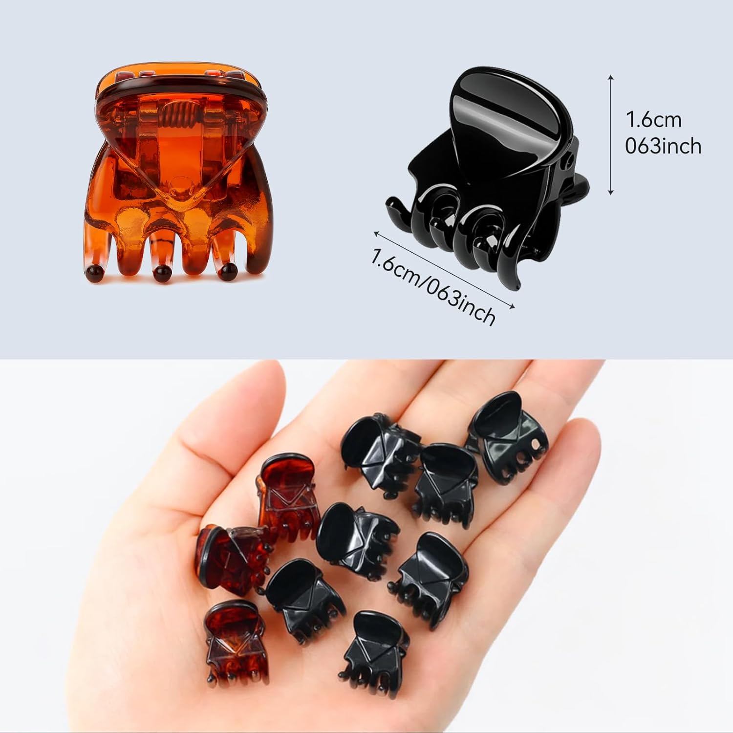 Petites pinces à cheveux - lot de 24 - antidérapantes, étui inclus, noir et marron