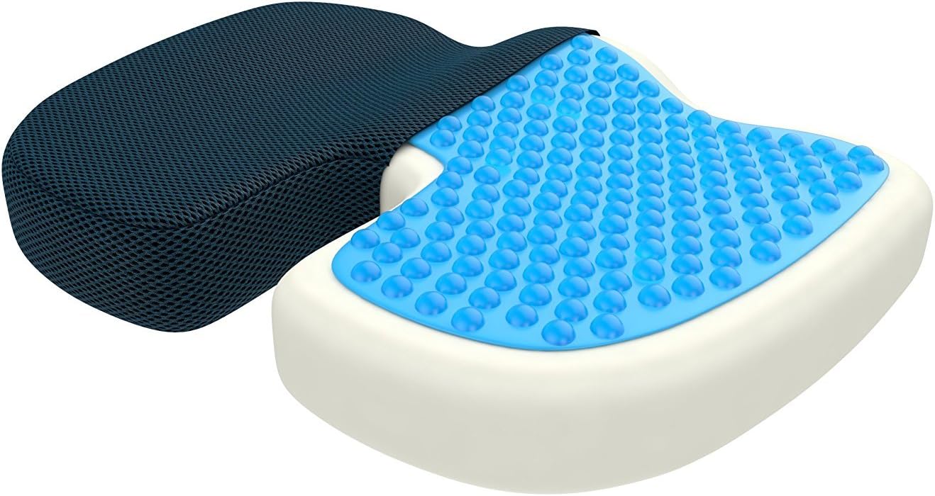 Bonmedico - Coussin standard ergonomique bleu, mousse mémoire, assise bureau