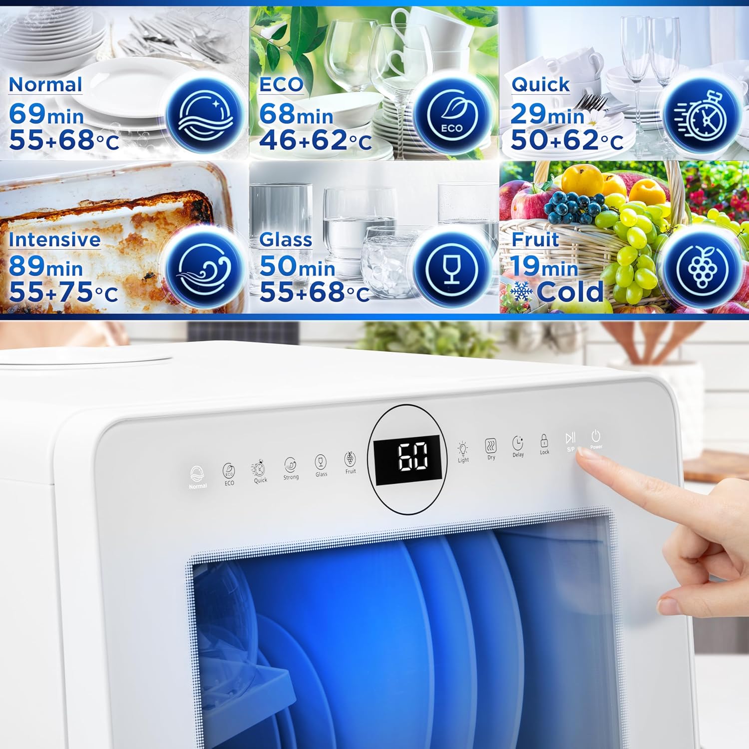 Duronic -compact, 950W, 7 programmes, séchage efficace