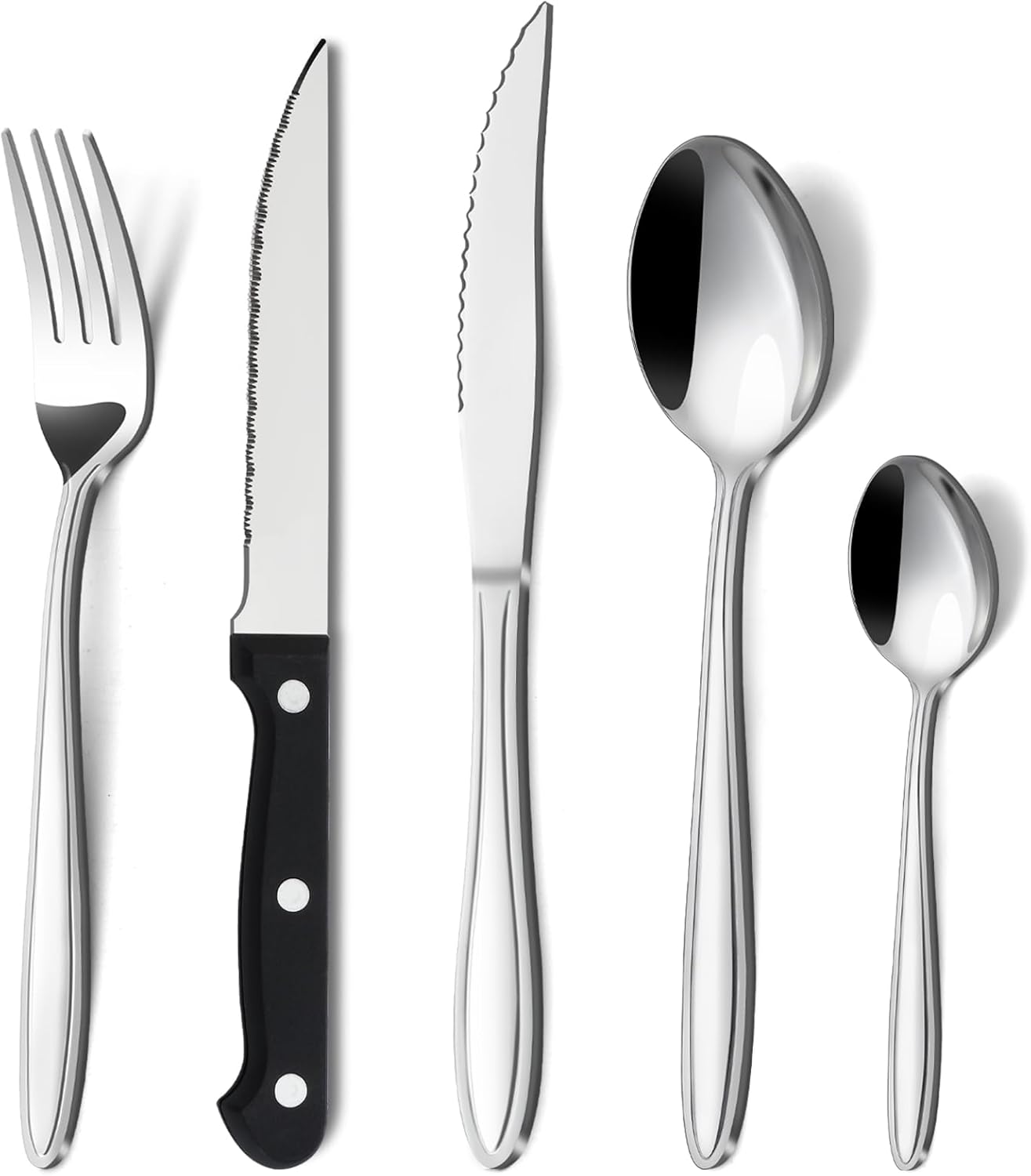 Hunnycook - Set de couverts 30 pièces - inox, couteaux steak, lavable