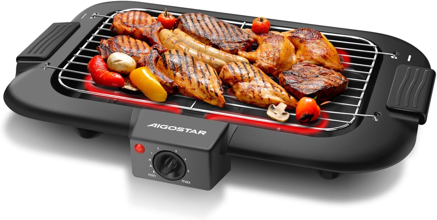 Aigostar - Tasty - 2000W - gril électrique compact sans fumée, démontable