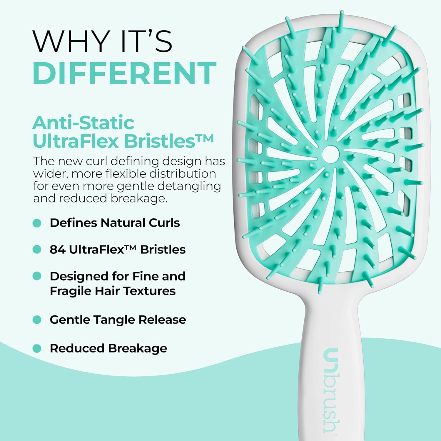 FHI Heat - UNbrush Plus - ultra légère - 84 poils UltraFlex, démêle cheveux mouillés/secs