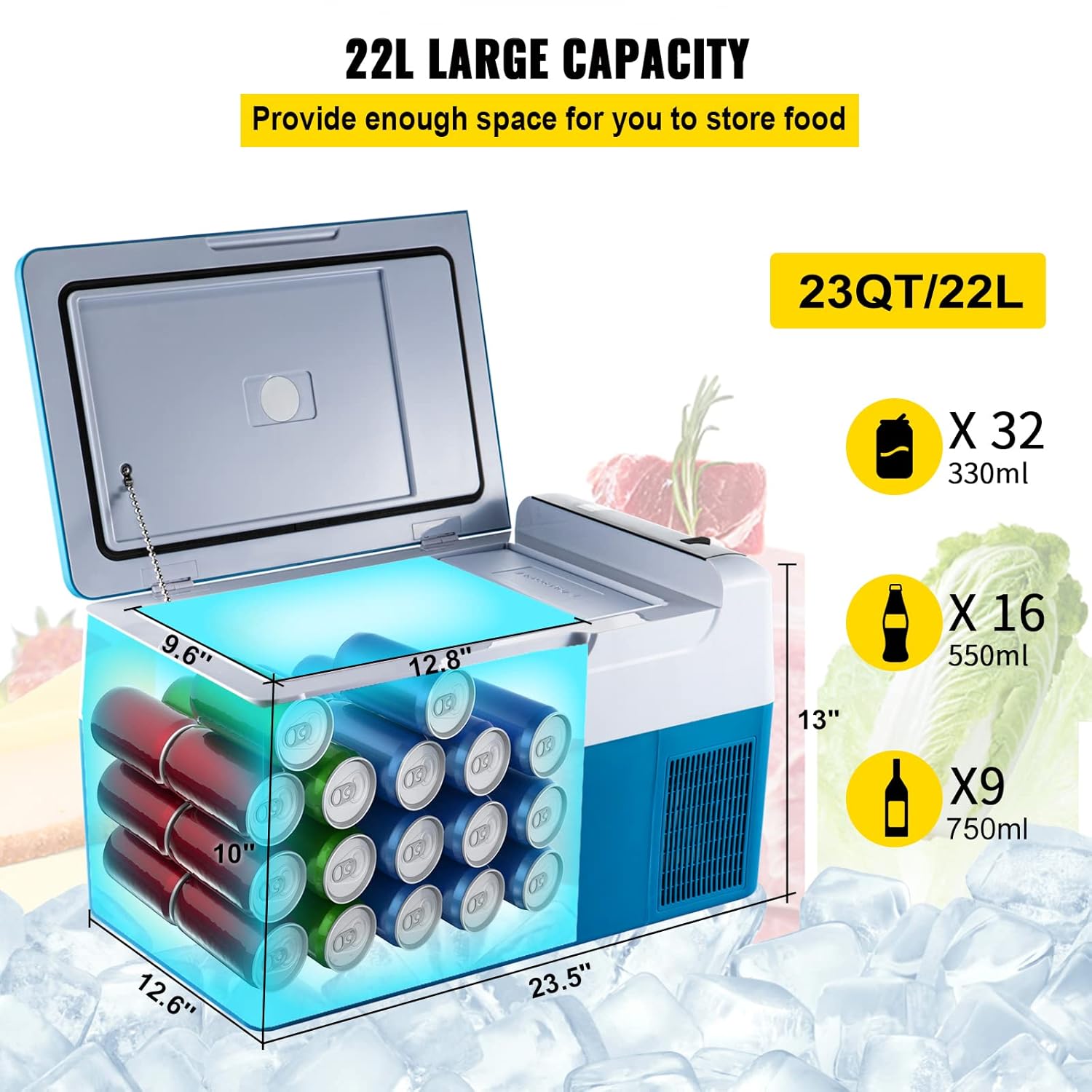 VEVOR - Glacière électrique 22L, panneau numérique, -20 à 20°C, 45W