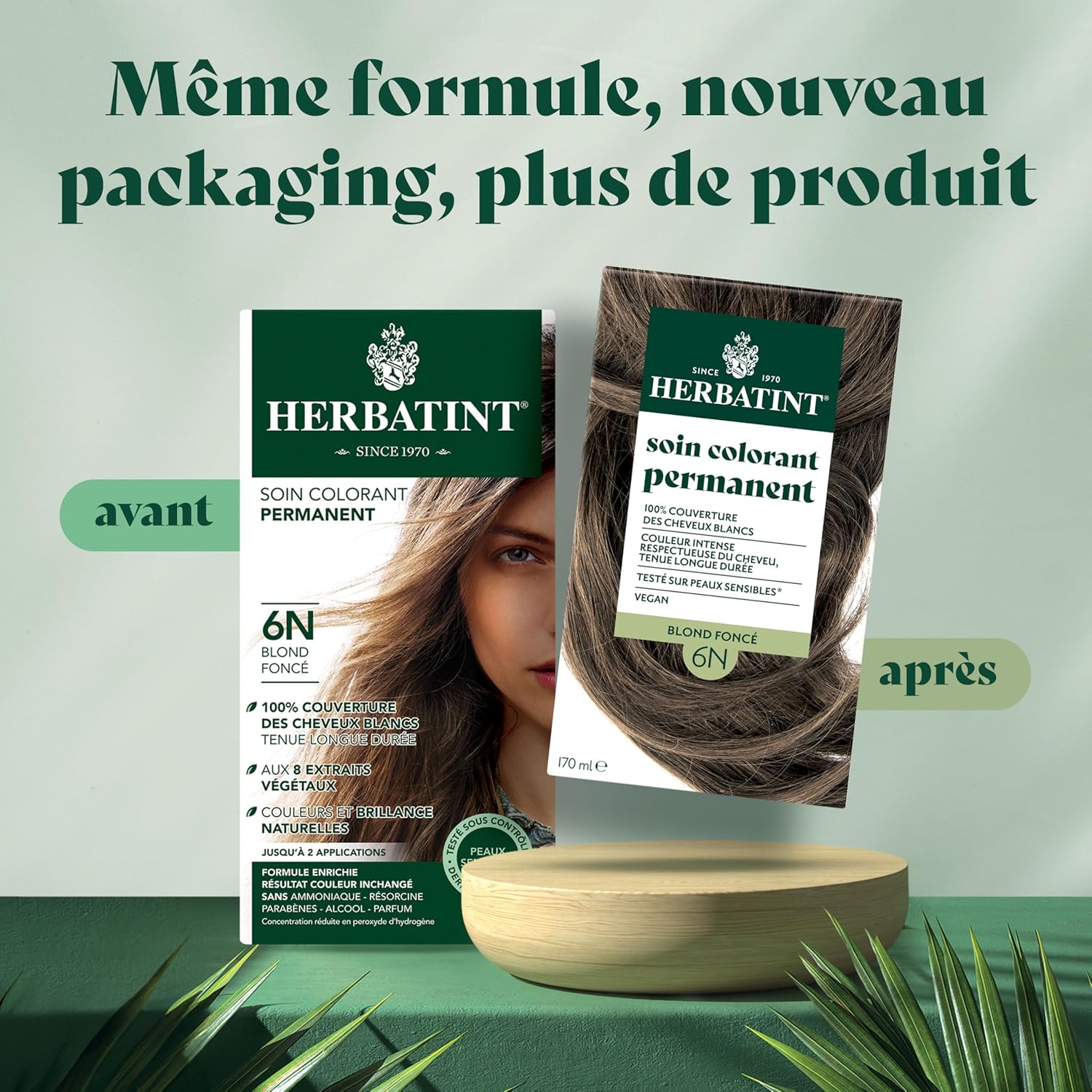 Herbatint - Coloration Cheveux 6N, 170ml, sans ammoniaque, 100% couvrant