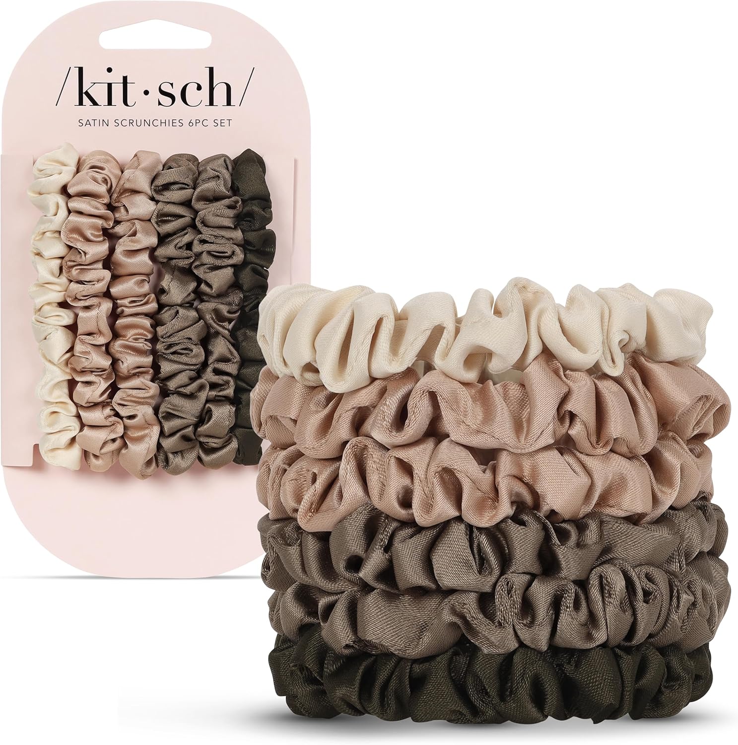 Kitsch - Chouchous satin ultra-fins - lot de 6 - doux anti-frisottis