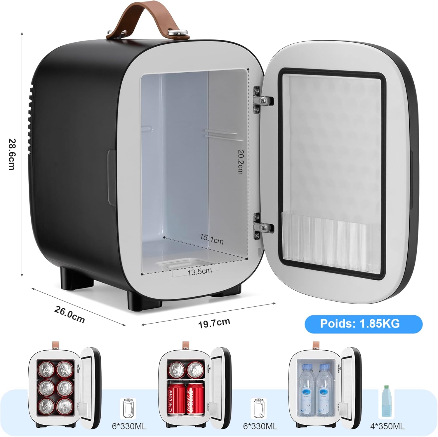 Enventor - Mini Frigo 4L/6 canettes - AC/12V - chaud et froid portable