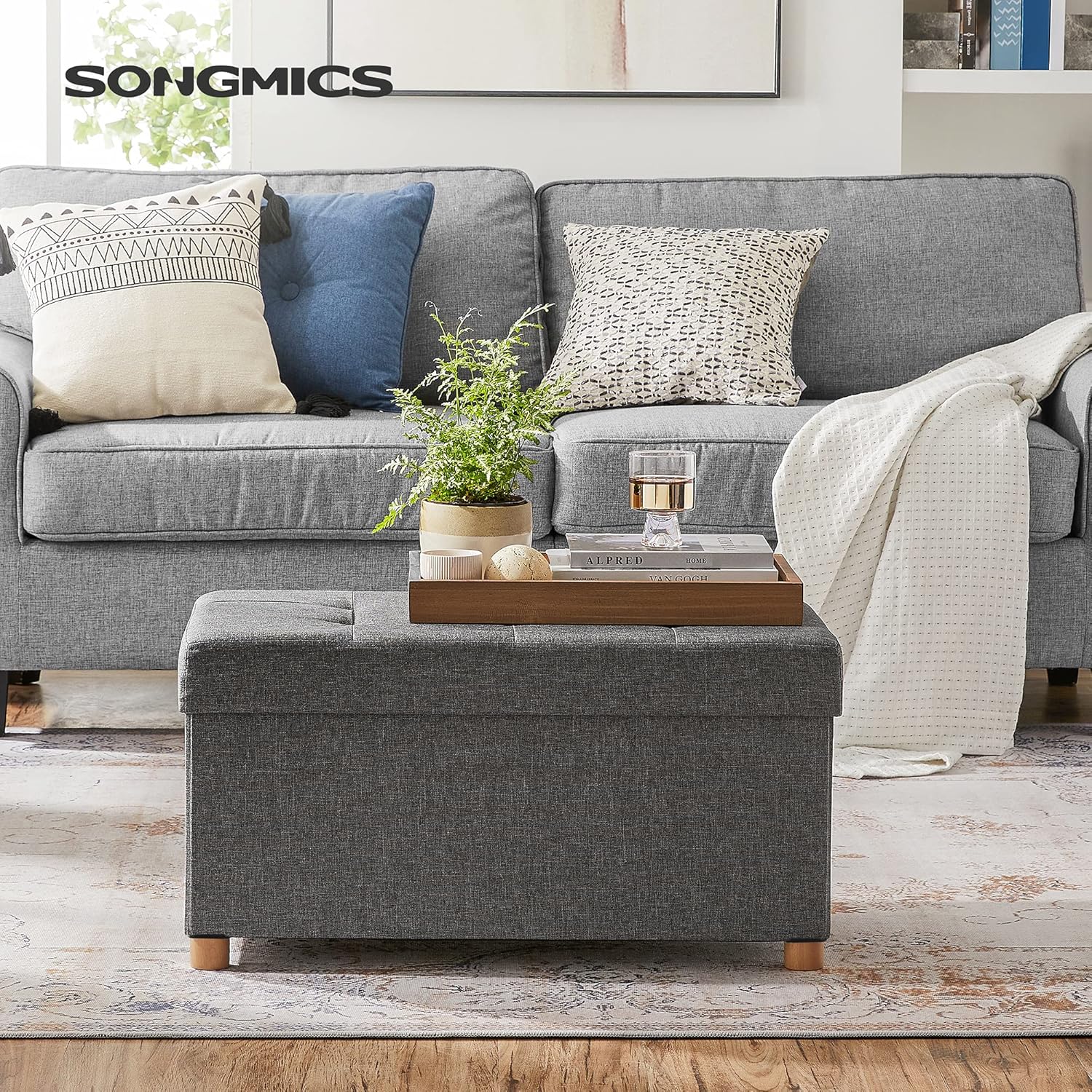 SONGMICS - Tabouret de rangement pliable, 38x76x40 cm, 300 kg, LSF16GYZ